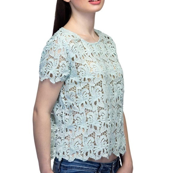 Zara Tops - BNWT Zara Trafaluc Light Sea Green Cutwork top small STUNNING